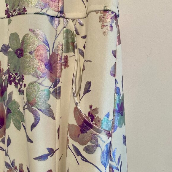 Metallic Floral Halter Gown - Eliza J. - Picture 4 of 10